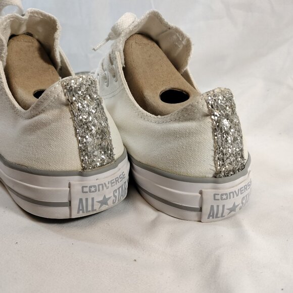 Converse Chuck Taylor All-Star Low Tops, White Glitter Toe - Picture 6 of 10